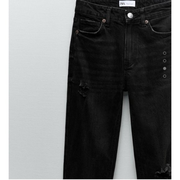 NWT Zara Black High-Rise Ankle Length Slim Jeans In Black Sz:10 - Picture 10 of 16